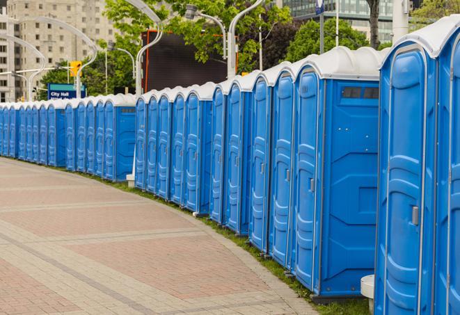 Seasonal porta potty units set up at a Honolulu, Hawaii venue